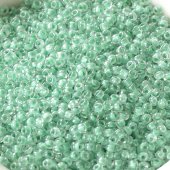 Бисер Glace прозрачный с зелёной линией 10/0