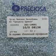 Бисер [08136] бледно-синий "жемчужный" прозрачный 10/0