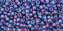 Бисер TOHO 11/0 [381] Inside-Color Aqua/Oxblood Lined