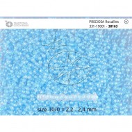 Бисер [38163] прозрачный с синей линией глянцевый 10/0