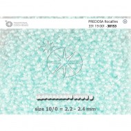 Бисер [38153] прозрачный со светло-зелёной линией глянцевый 10/0