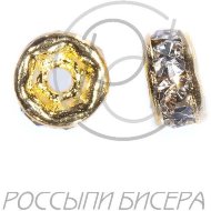 Рондель со стразами "золото/crystal" 4мм