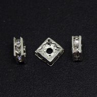 Квадратный рондель со стразами "серебро/crystal" 6мм Квадратный рондель со стразами "серебро/crystal" 6мм