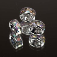 Рондель со стразами "серебро/crystal AB" 6мм