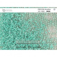 Бисер [38658] прозрачный с зелёной линией глянцевый 10/0