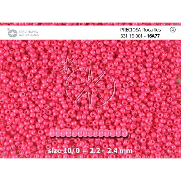 Бисер [16A77] насыщенный розовый "мелок"  6/0